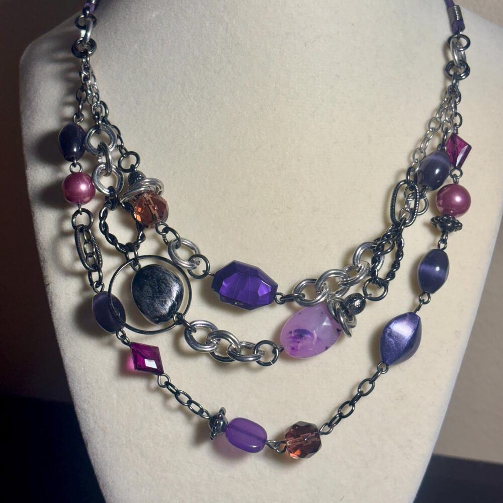 Lia Sophia Y2K Purple Statement Necklace – Adjustable Chain